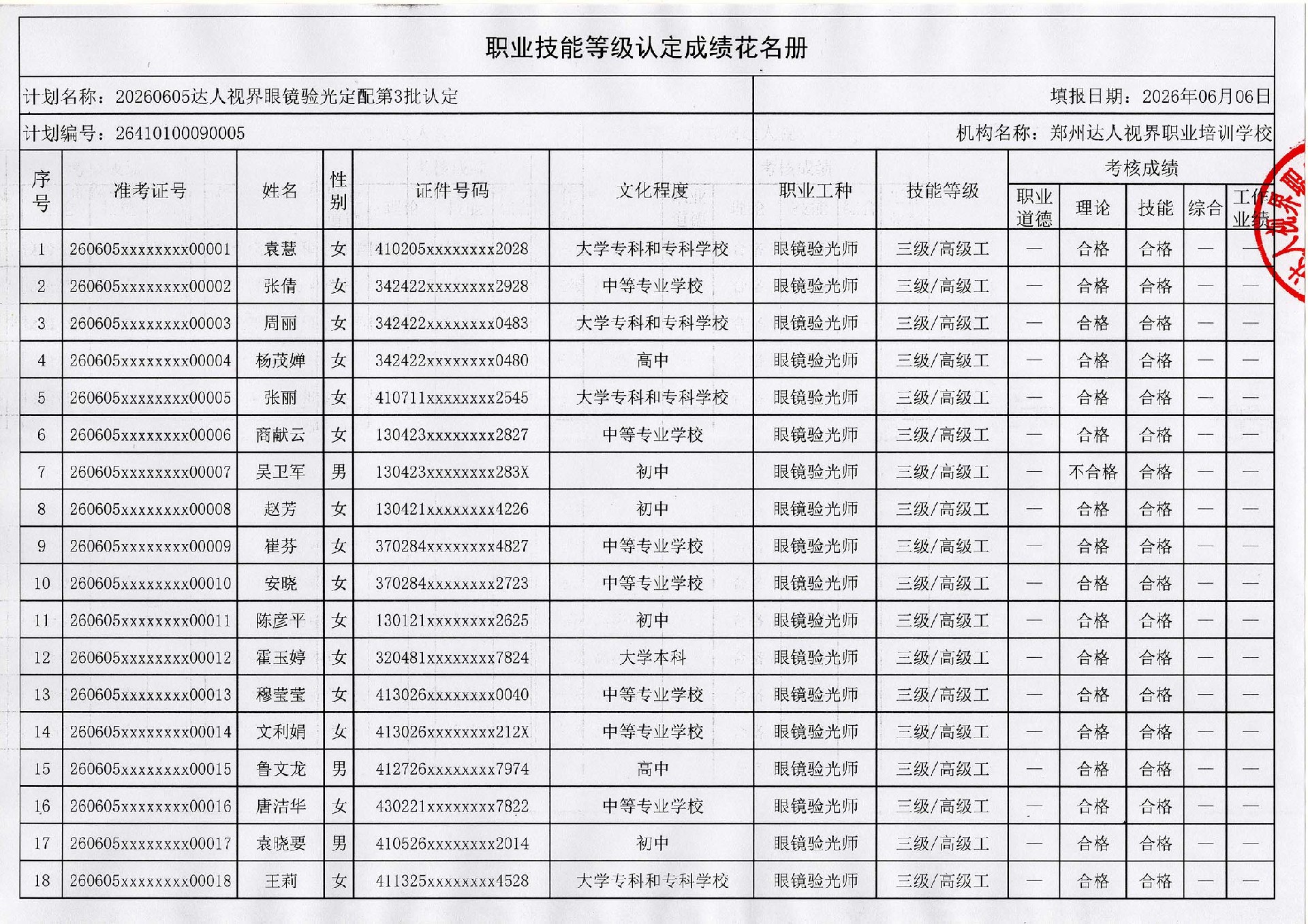验光师考证报名入口