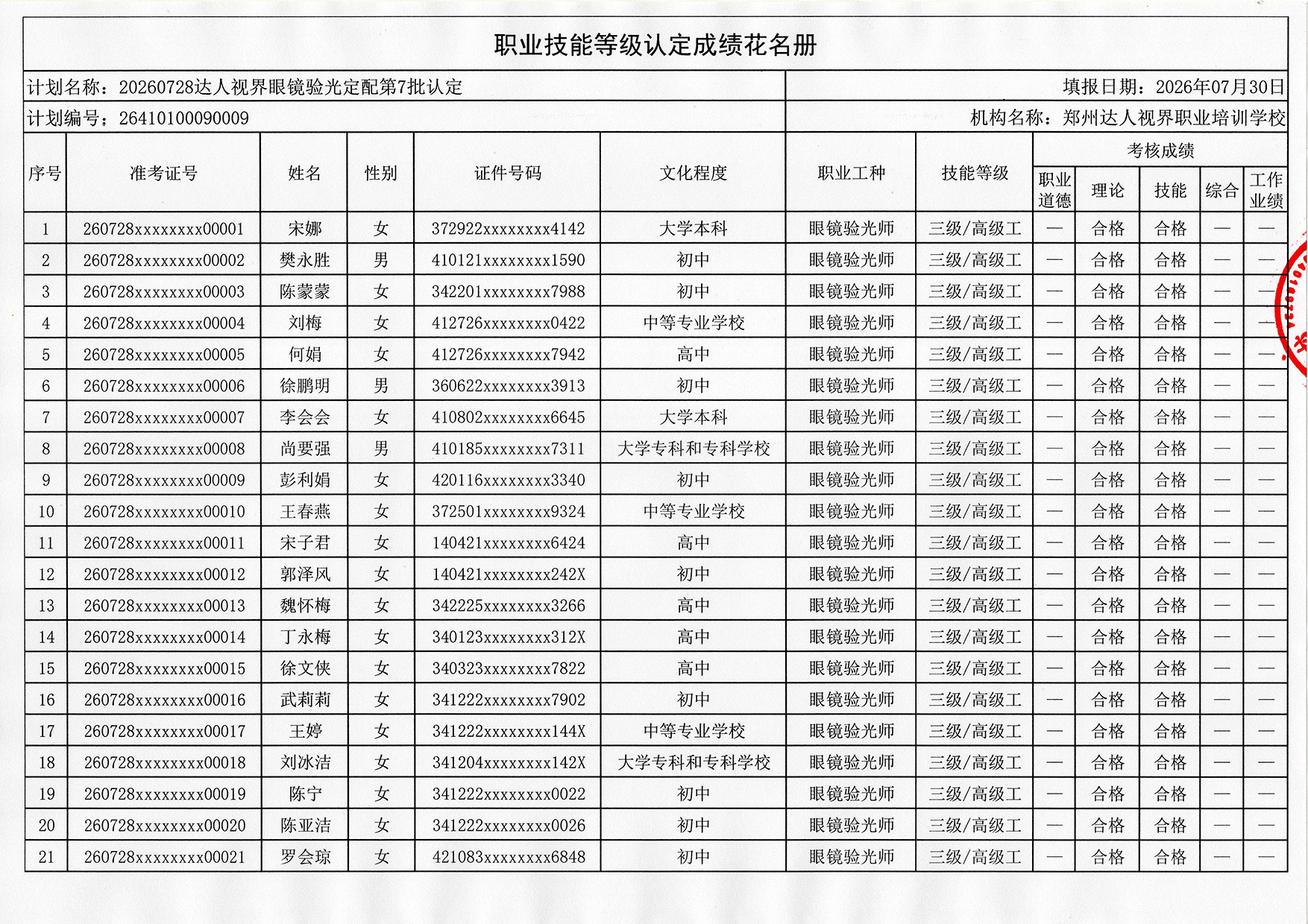 验光师证报名入口